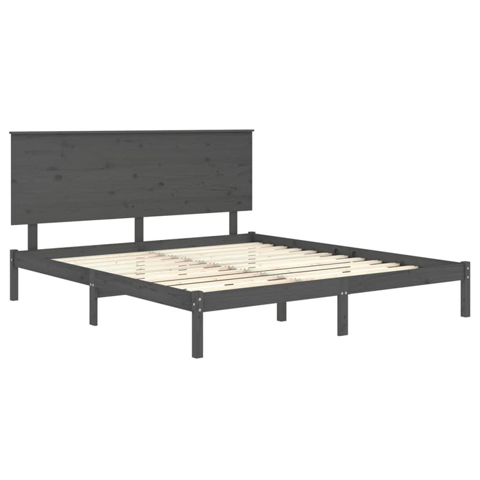 Massivholzbett Grau Kiefer 200x200 cm