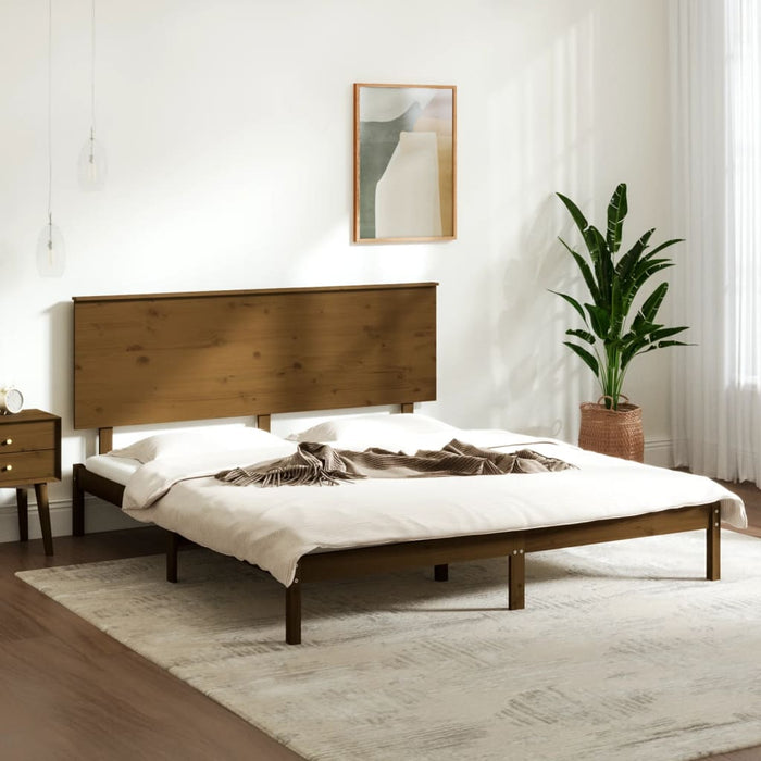 Massivholzbett Honigbraun Kiefer 200x200 cm