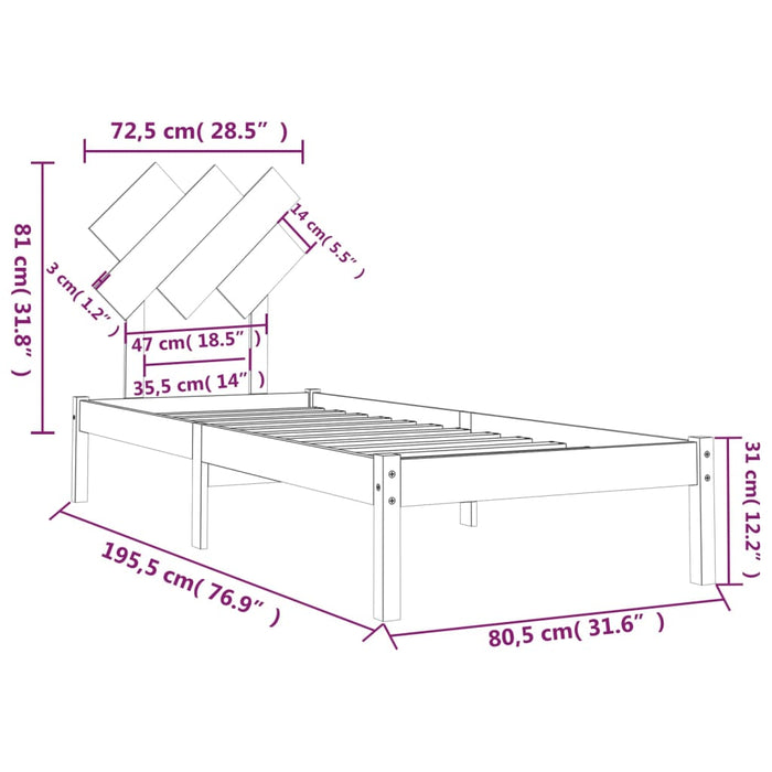 Massivholzbett Honigbraun 75x190 cm