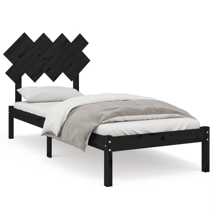 Massivholzbett Schwarz 90x190 cm