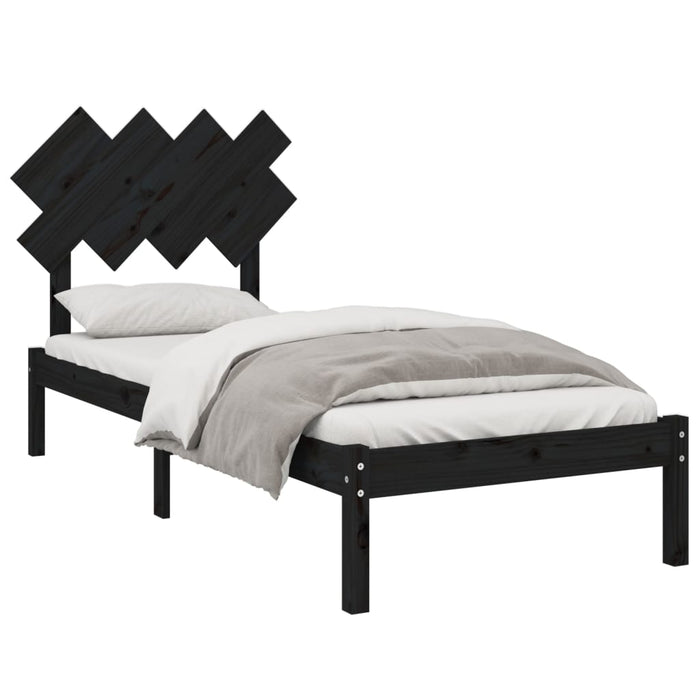 Massivholzbett Schwarz 90x190 cm