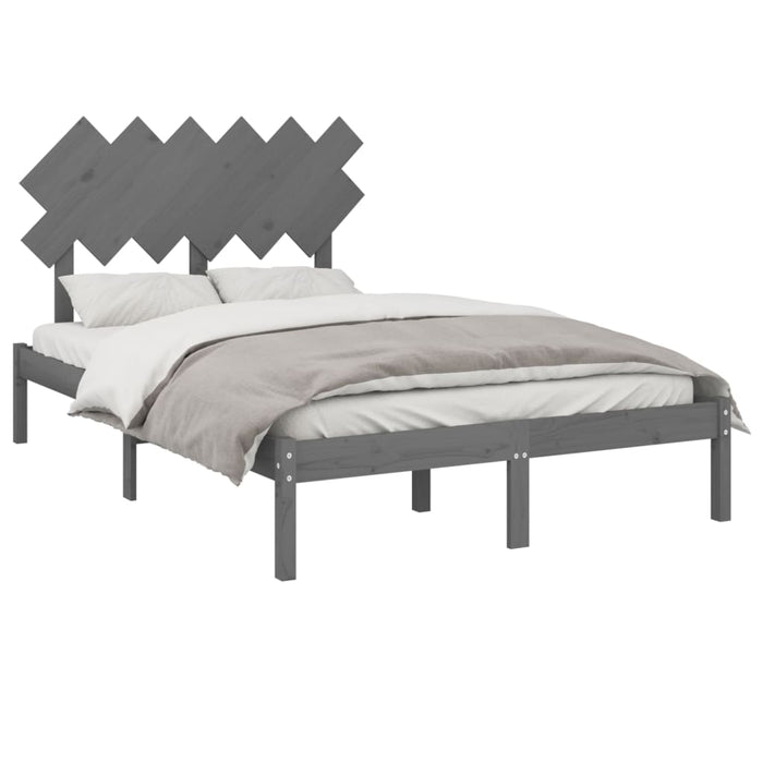 Massivholzbett Grau 135x190 cm