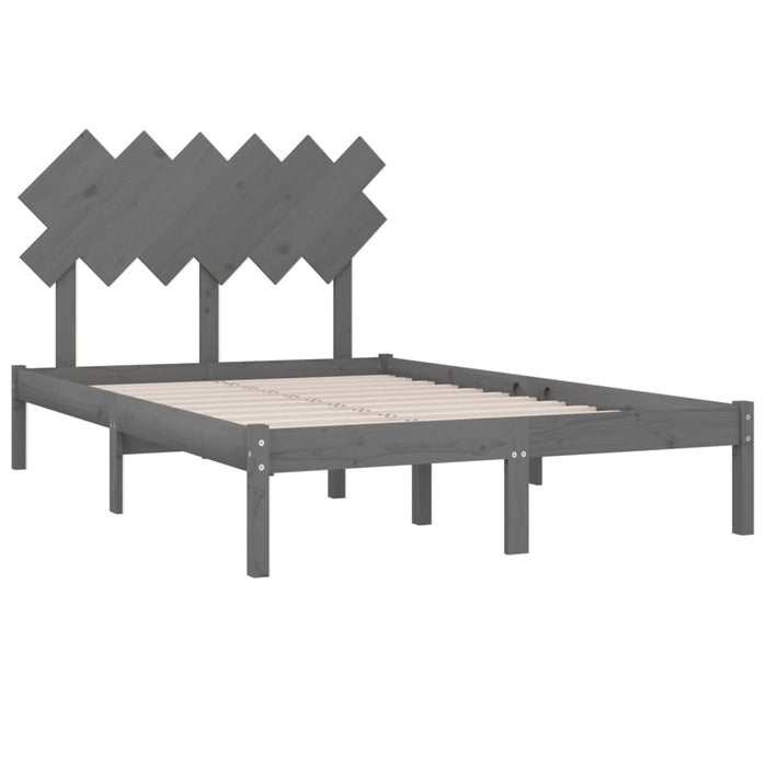 Massivholzbett Grau 135x190 cm