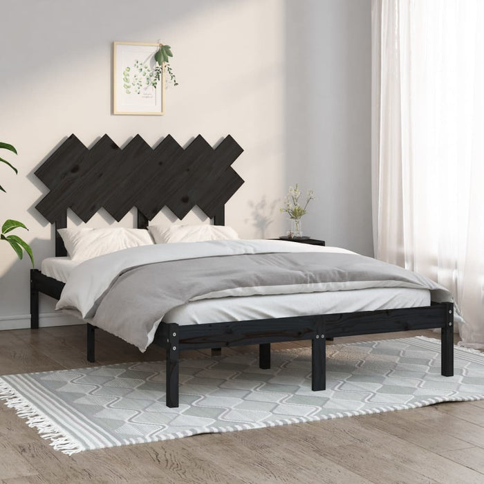 Massivholzbett Schwarz 135x190 cm