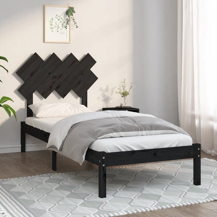 Massivholzbett Schwarz 90x200 cm