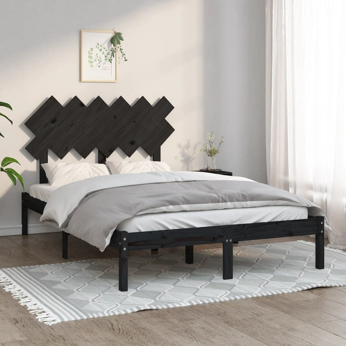Solid wood bed black 120x200 cm