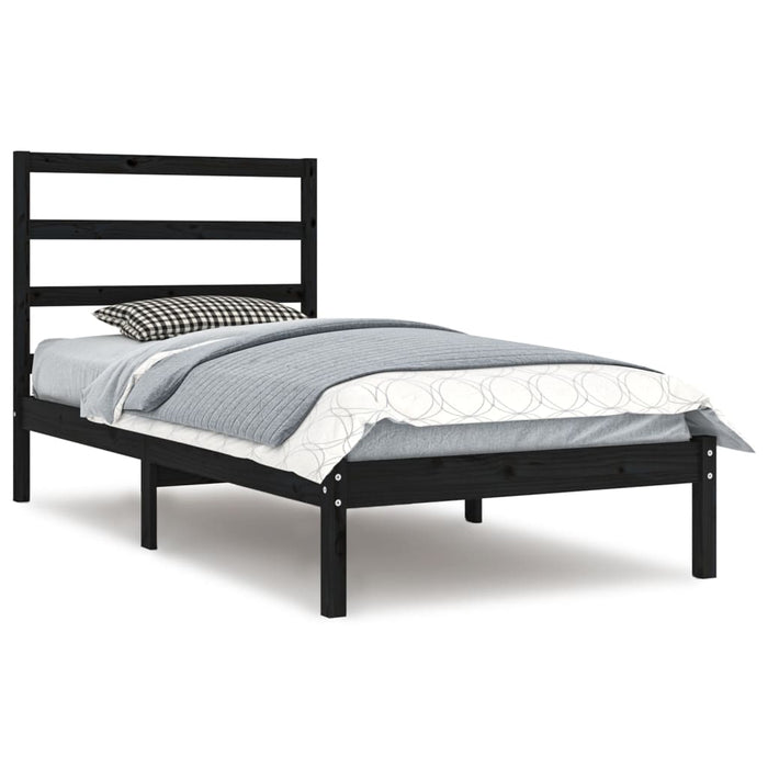 Massivholzbett Schwarz 90x190 cm