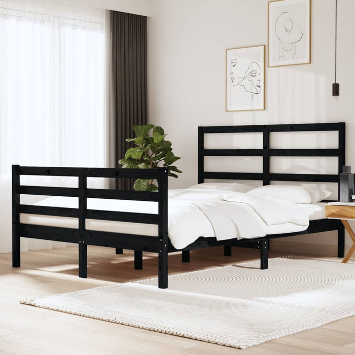Massivholzbett Schwarz Kiefer 140x190 cm