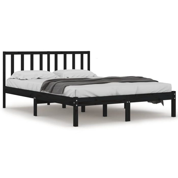 Massivholzbett Schwarz Kiefer 135x190 cm