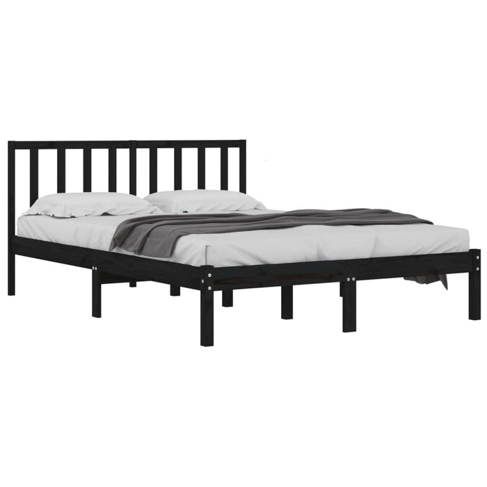 Massivholzbett Schwarz Kiefer 135x190 cm