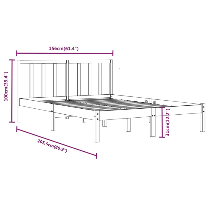 Massivholzbett Grau Kiefer 150x200 cm