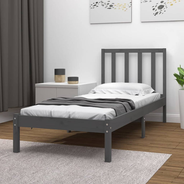 Massivholzbett Grau Kiefer 75x190 cm