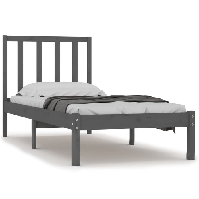 Massivholzbett Grau Kiefer 90x190 cm