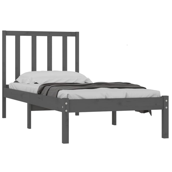Massivholzbett Grau Kiefer 90x190 cm
