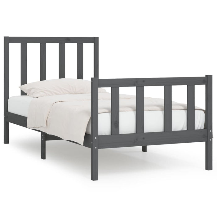 Massivholzbett Grau 75x190 cm