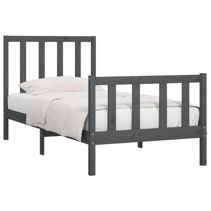 Massivholzbett Grau 75x190 cm