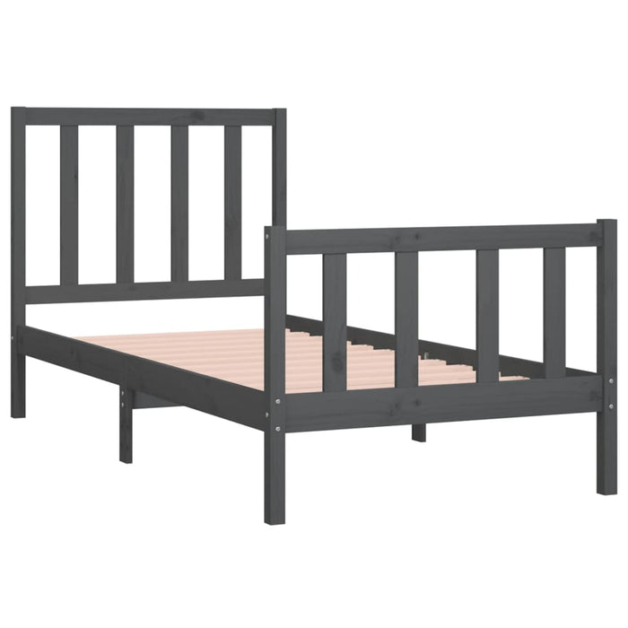 Massivholzbett Grau 75x190 cm