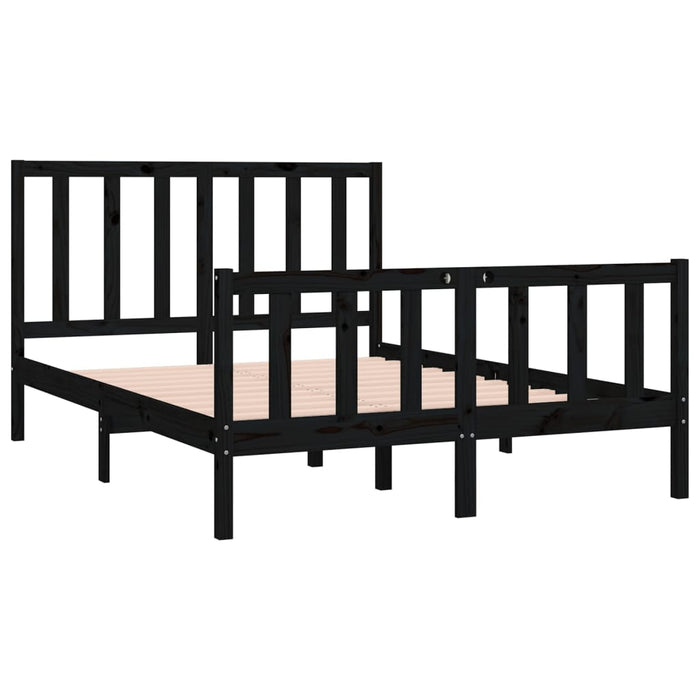 Massivholzbett Schwarz 135x190 cm