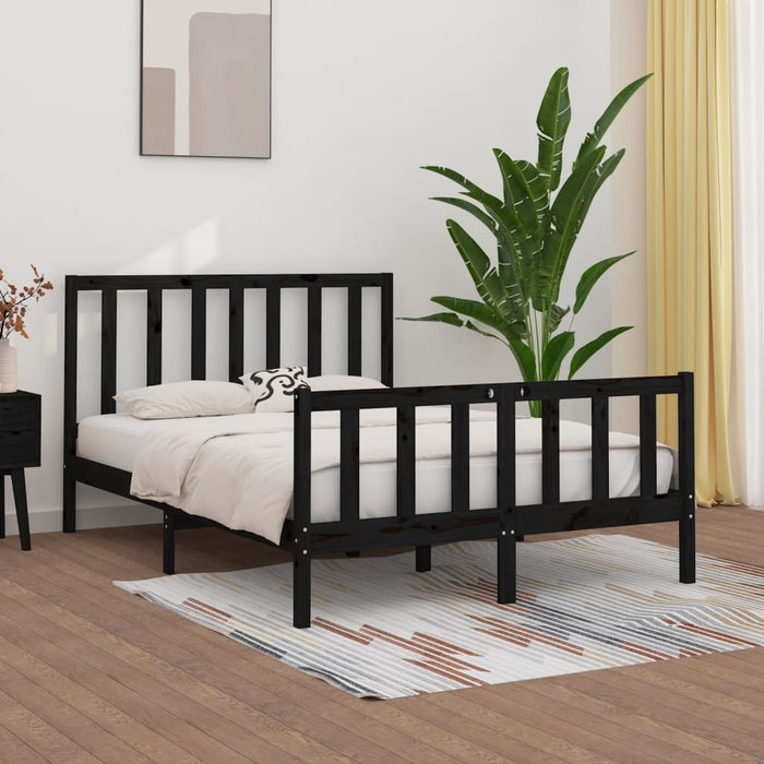 Massivholzbett Schwarz 135x190 cm