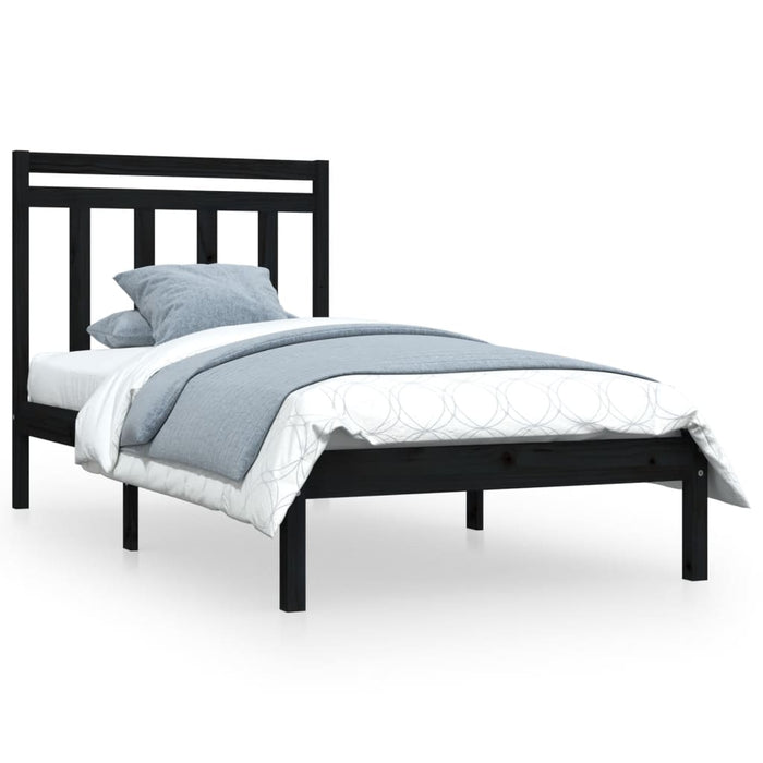 Massivholzbett Schwarz 90x190 cm