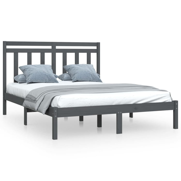 Massivholzbett Grau 135x190 cm