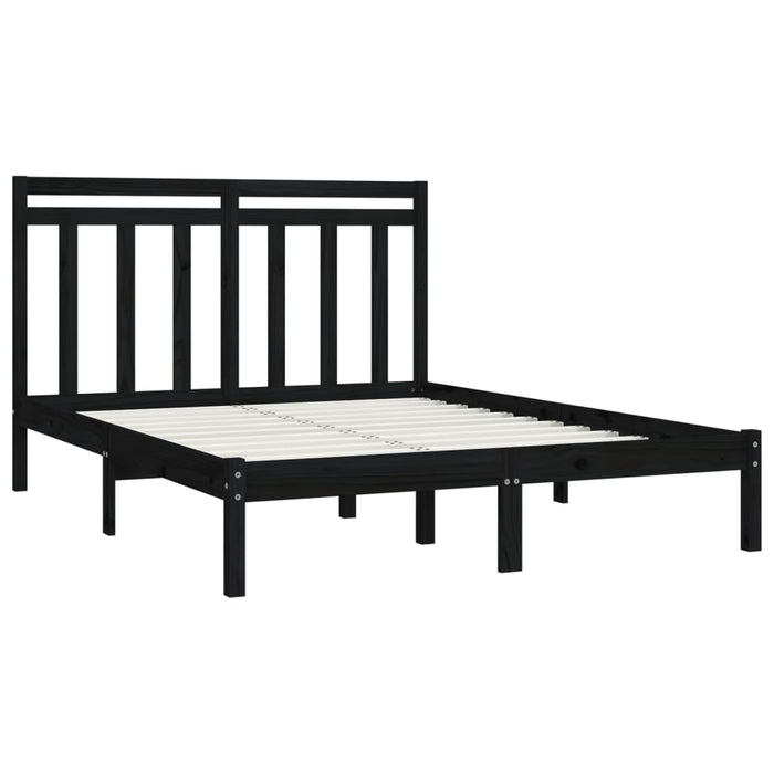 Massivholzbett Schwarz 135x190 cm