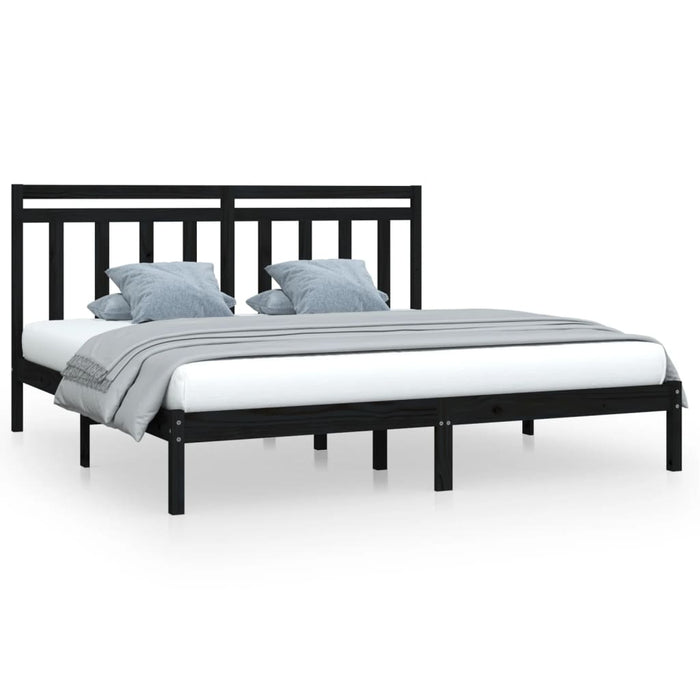 Solid wood bed black 200x200 cm