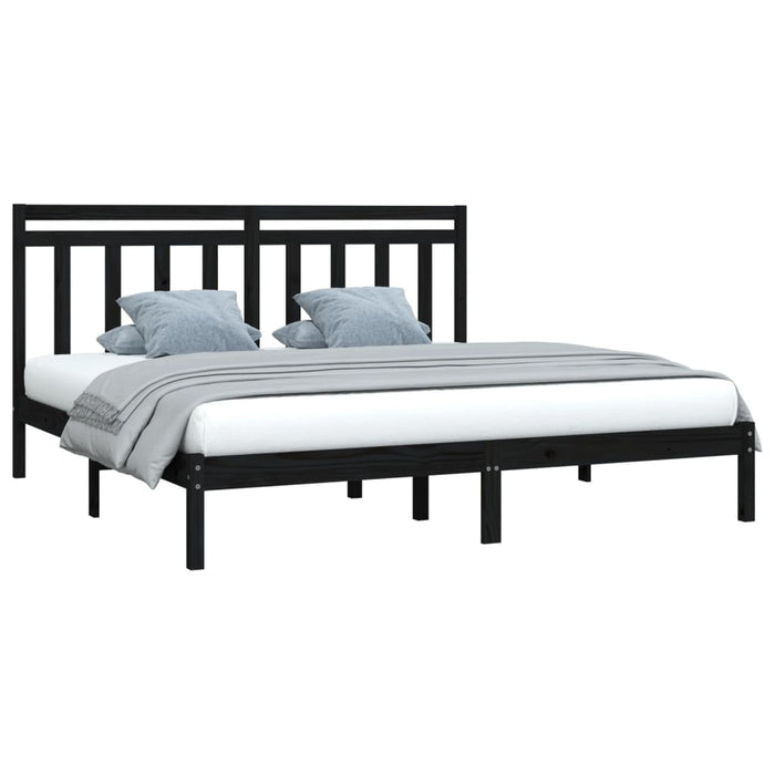 Solid wood bed black 200x200 cm