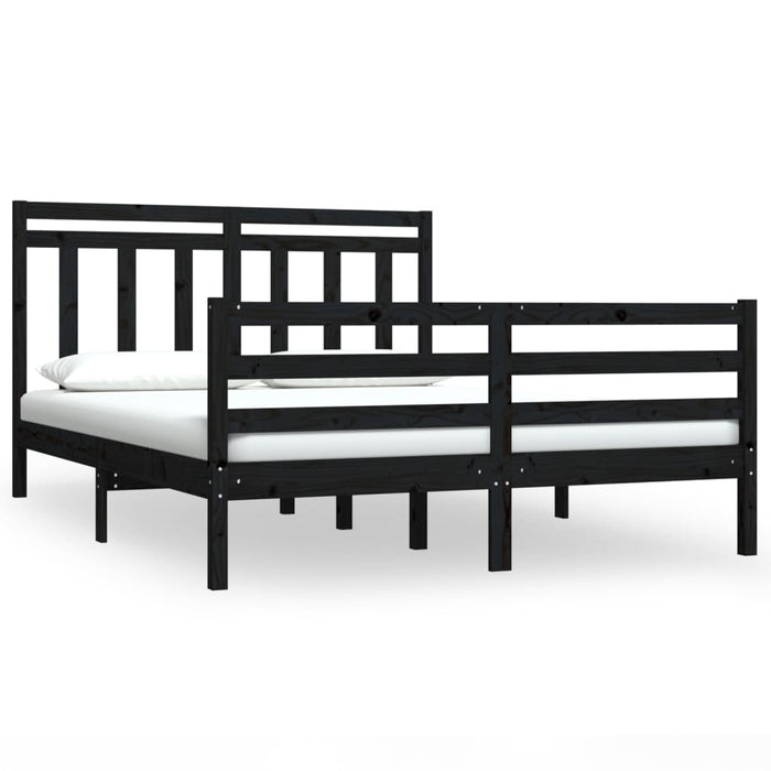 Massivholzbett Schwarz 120x190 cm