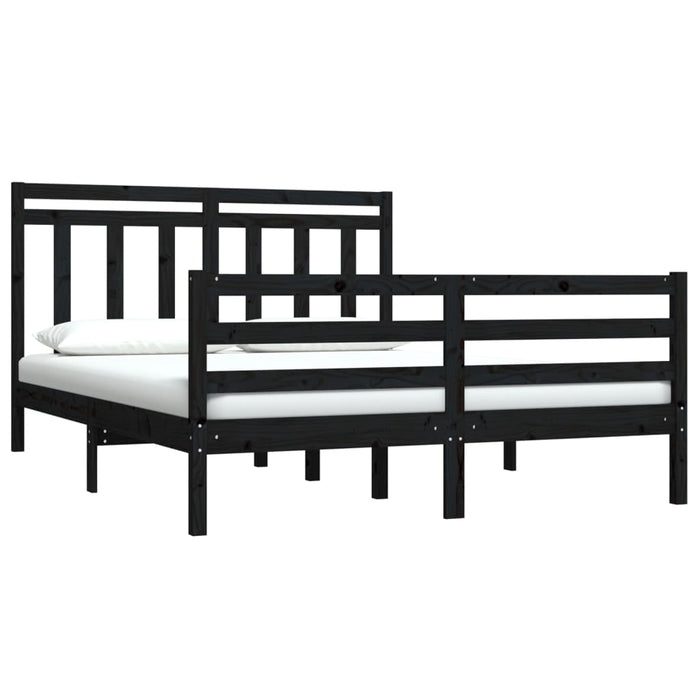 Massivholzbett Schwarz 120x190 cm