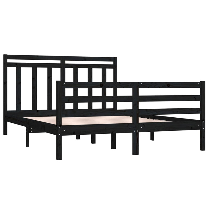 Massivholzbett Schwarz 120x190 cm