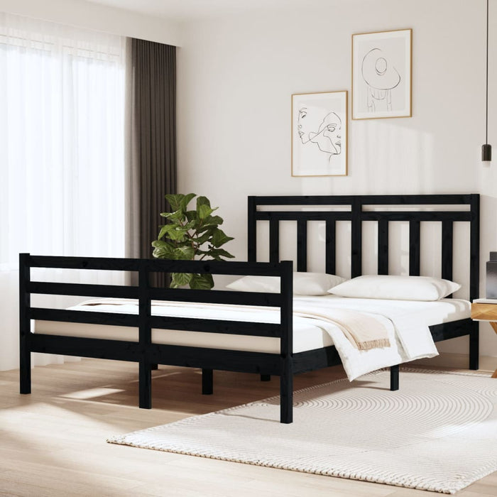 Massivholzbett Schwarz 120x190 cm