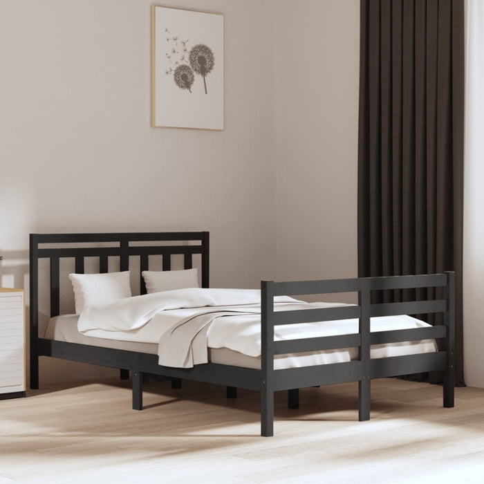 Massivholzbett Grau 135x190 cm