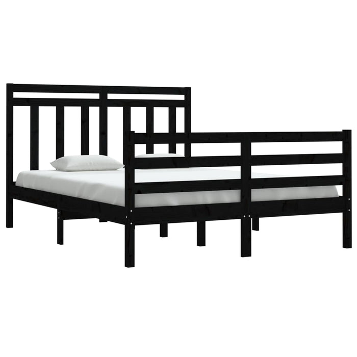 Massivholzbett Schwarz 135x190 cm