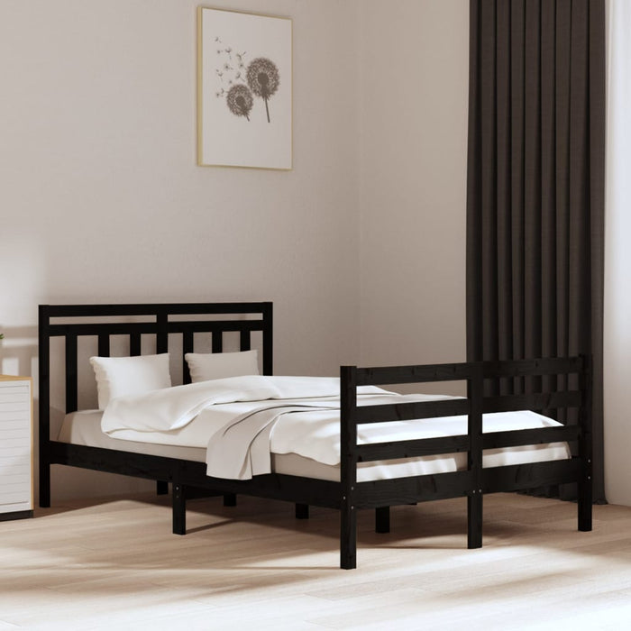 Massivholzbett Schwarz 135x190 cm