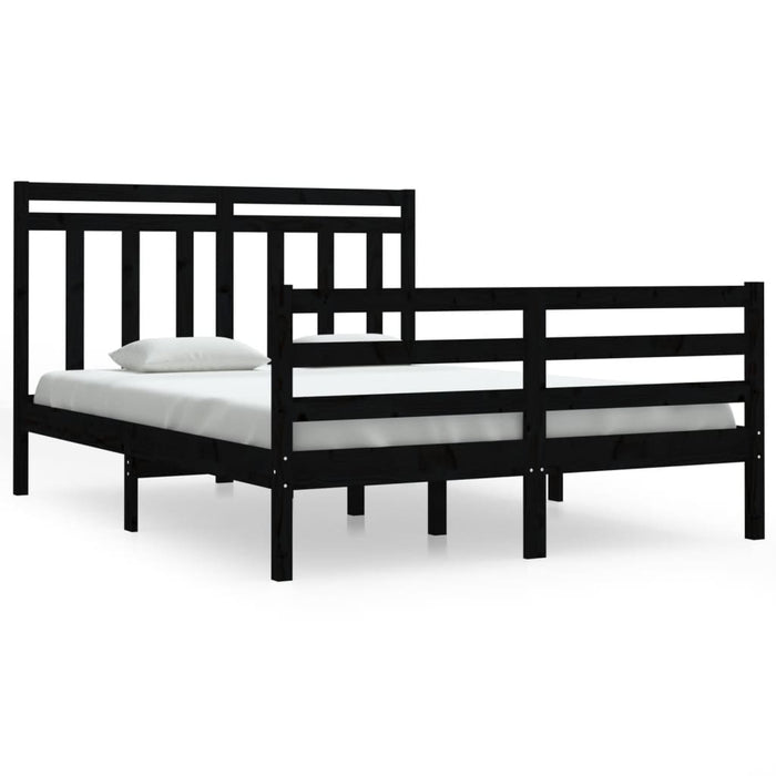 Massivholzbett Schwarz 140x190 cm