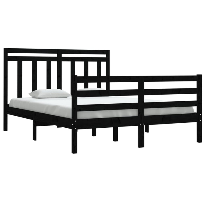 Massivholzbett Schwarz 140x190 cm