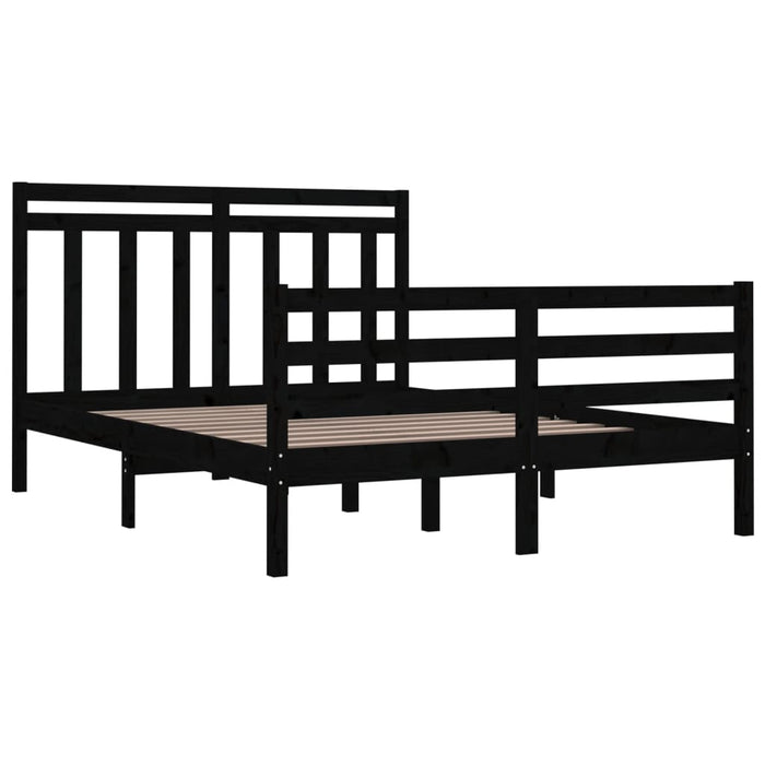 Massivholzbett Schwarz 140x190 cm
