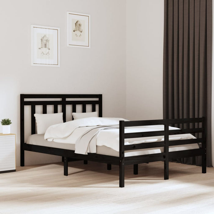 Massivholzbett Schwarz 140x190 cm