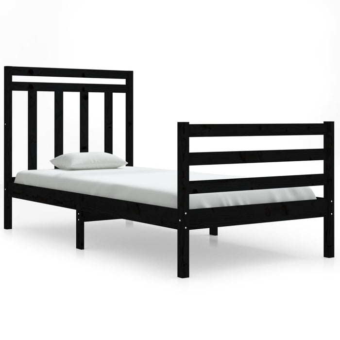 Massivholzbett Schwarz 90x200 cm