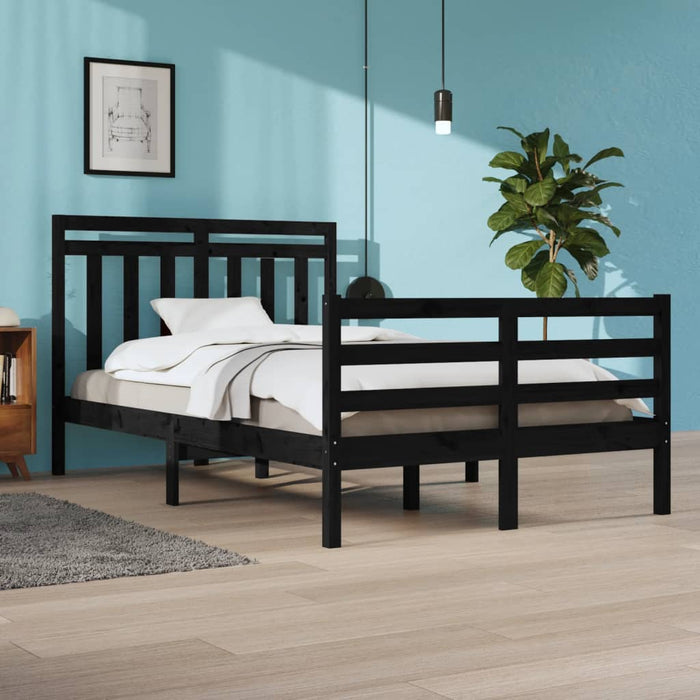 Massivholzbett Schwarz 120x200 cm