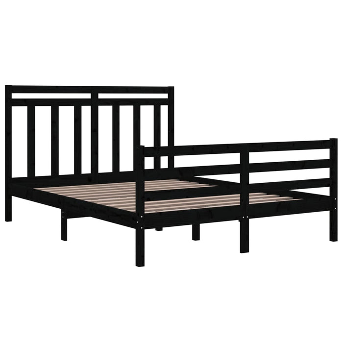 Massivholzbett Schwarz 150x200 cm