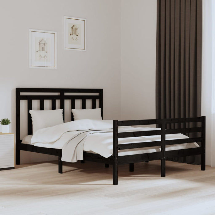 Massivholzbett Schwarz 150x200 cm