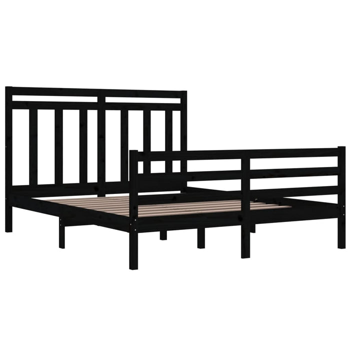 Massivholzbett Schwarz 160x200 cm