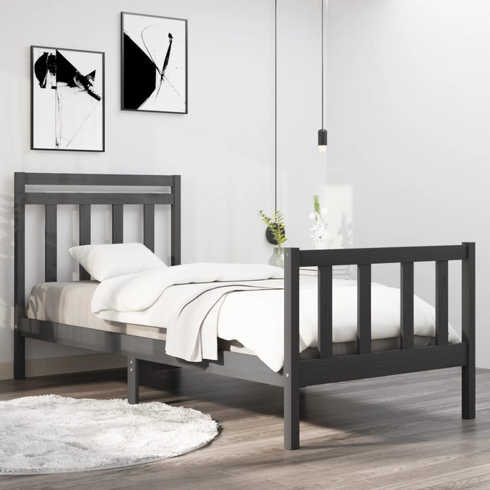 Massivholzbett Grau 90x190 cm