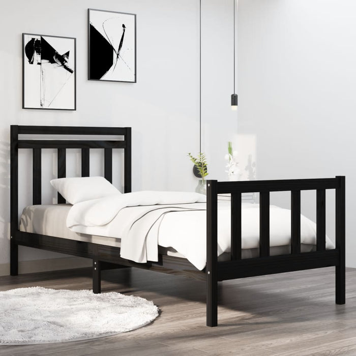 Massivholzbett Schwarz 90x190 cm