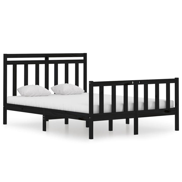 Massivholzbett Schwarz 135x190 cm