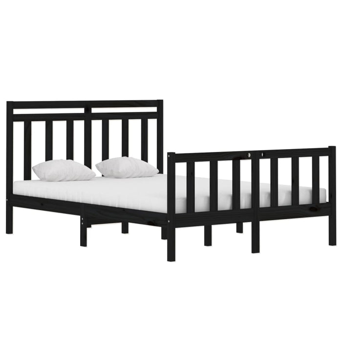 Massivholzbett Schwarz 135x190 cm