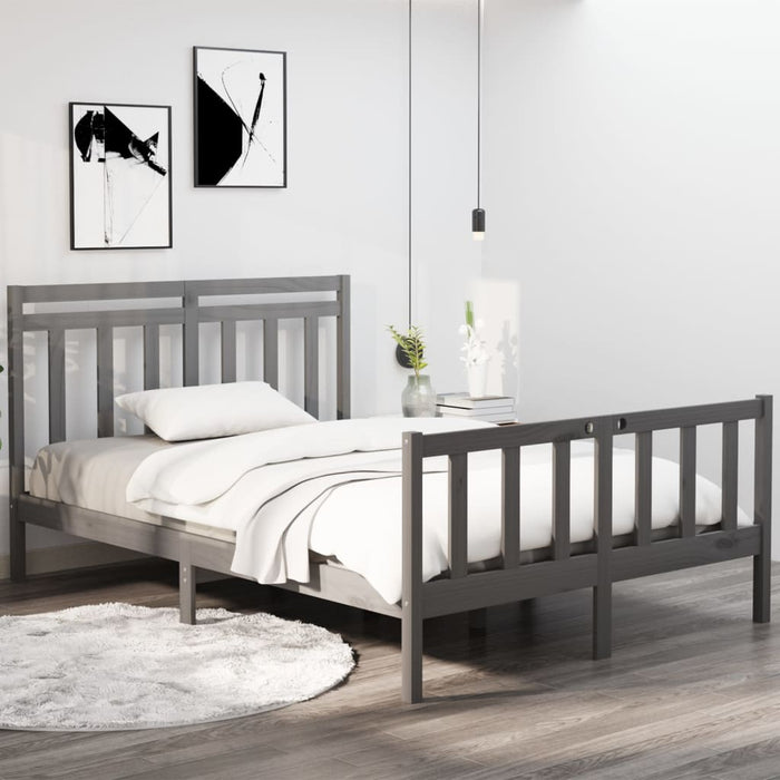 Massivholzbett Grau 140x190 cm