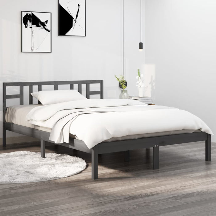 Massivholzbett Grau 120x190 cm